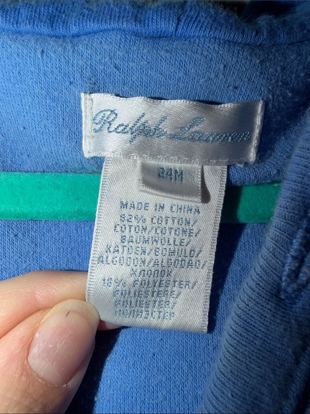 Ralph Lauren Blue Hooded Terry One-Piece Romper